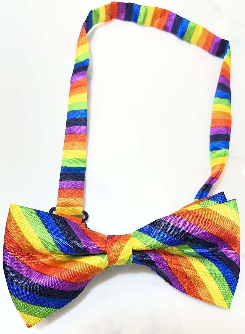 Mens Multi-Color Bow Tie One Size Polyester Party Adjustable Pre-Tied Rainbow